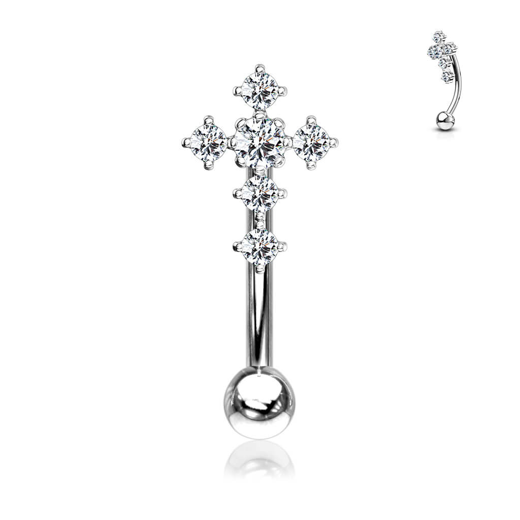 Augenbrauenpiercing Kreuz Zirkonia - Image 2