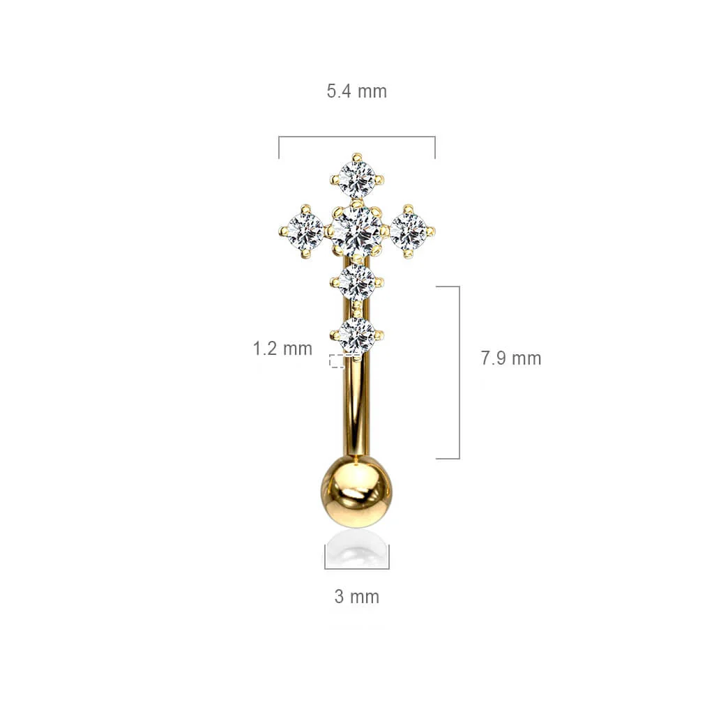 Augenbrauenpiercing Kreuz Zirkonia - Image 3