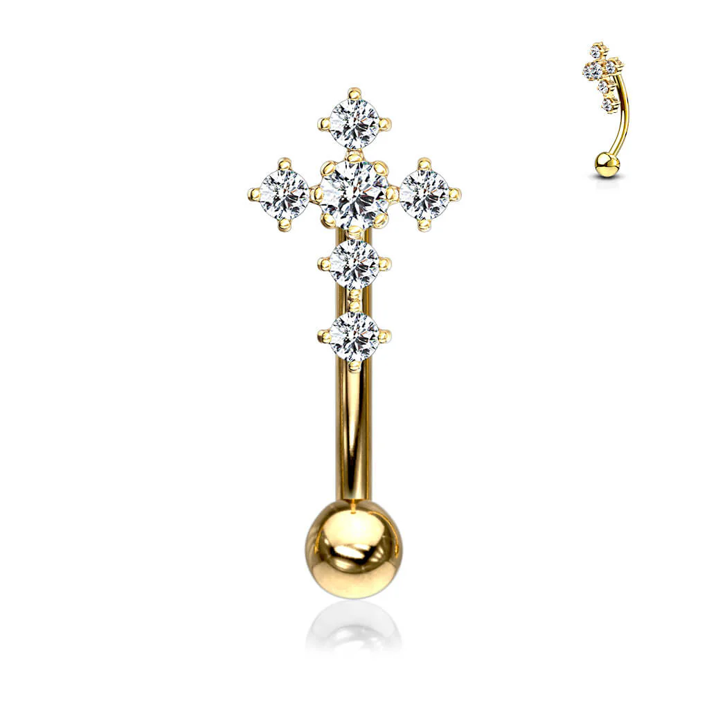 Augenbrauenpiercing Kreuz Zirkonia - Image 4