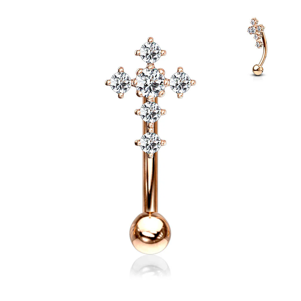 Augenbrauenpiercing Kreuz Zirkonia - Image 8