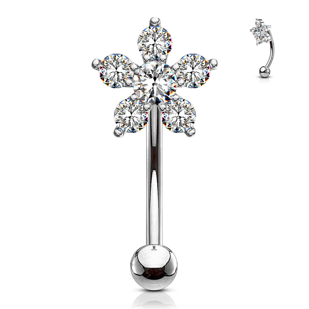 Augenbrauenpiercing Blume Zirkonia - Image 2