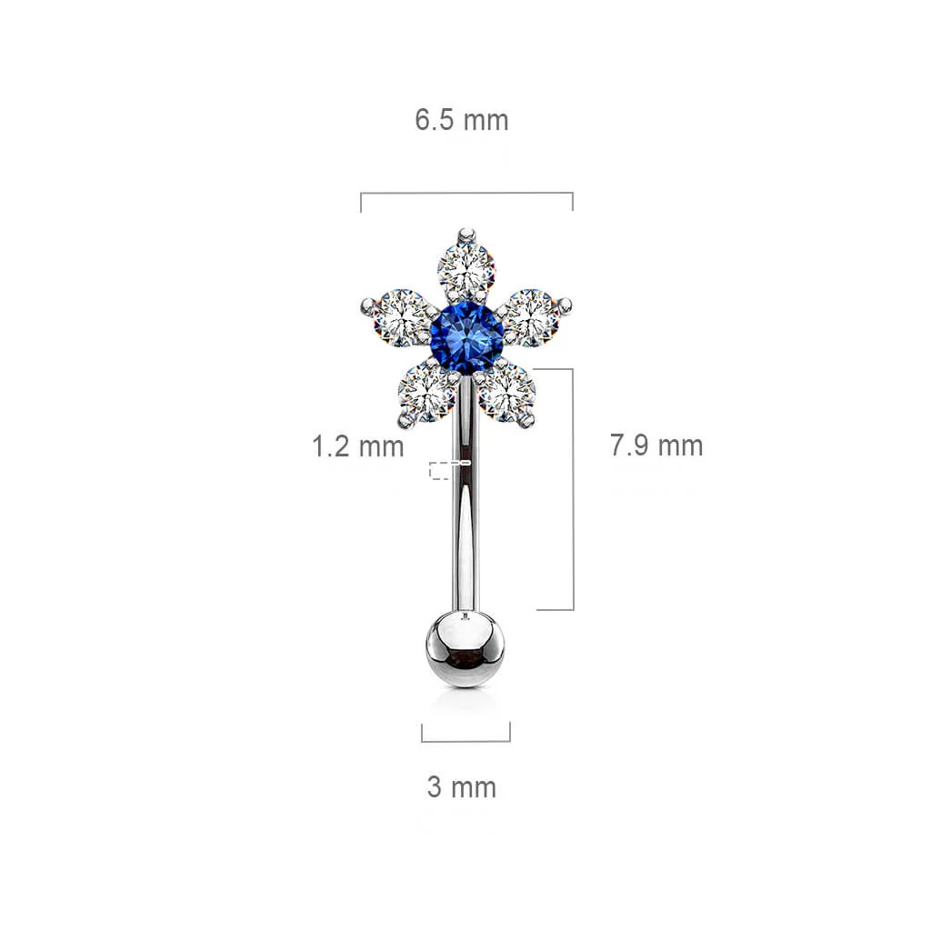 Augenbrauenpiercing Blume Zirkonia - Image 3