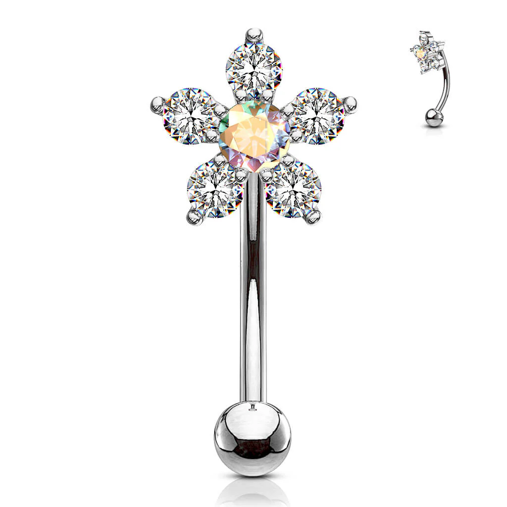 Augenbrauenpiercing Blume Zirkonia - Image 4