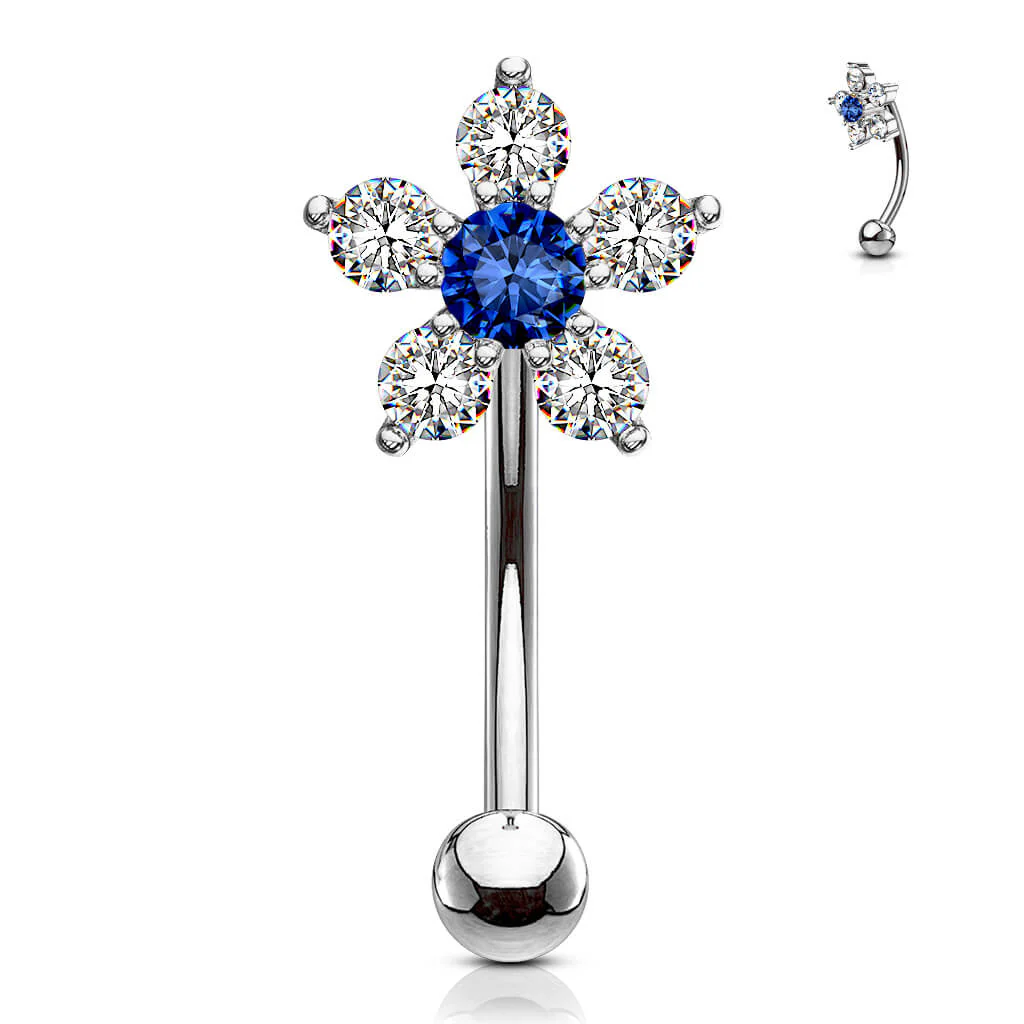 Augenbrauenpiercing Blume Zirkonia - Image 6