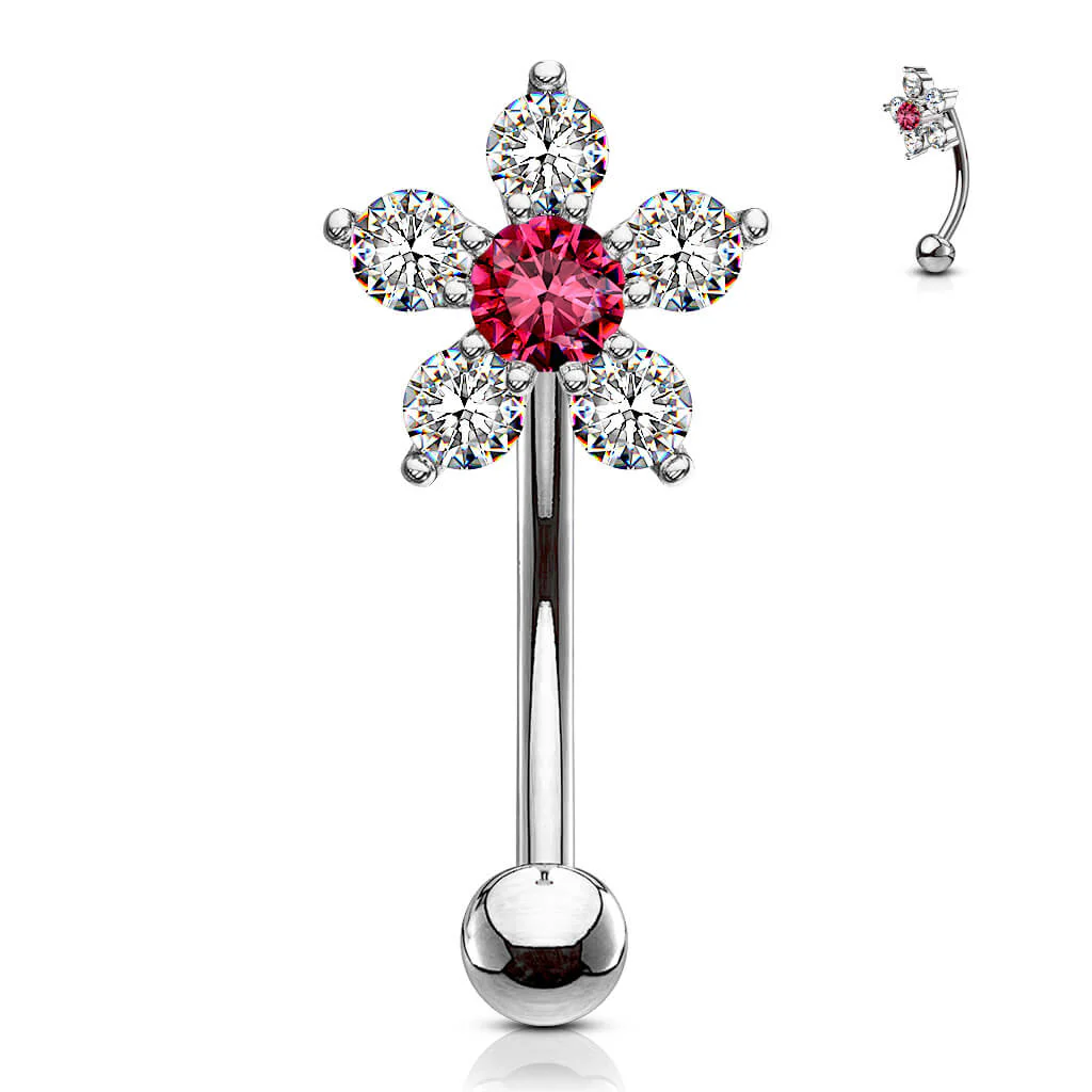 Augenbrauenpiercing Blume Zirkonia - Image 8