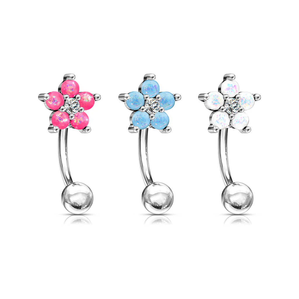Augenbrauenpiercing Blume Silber Zirkonia - Image 5
