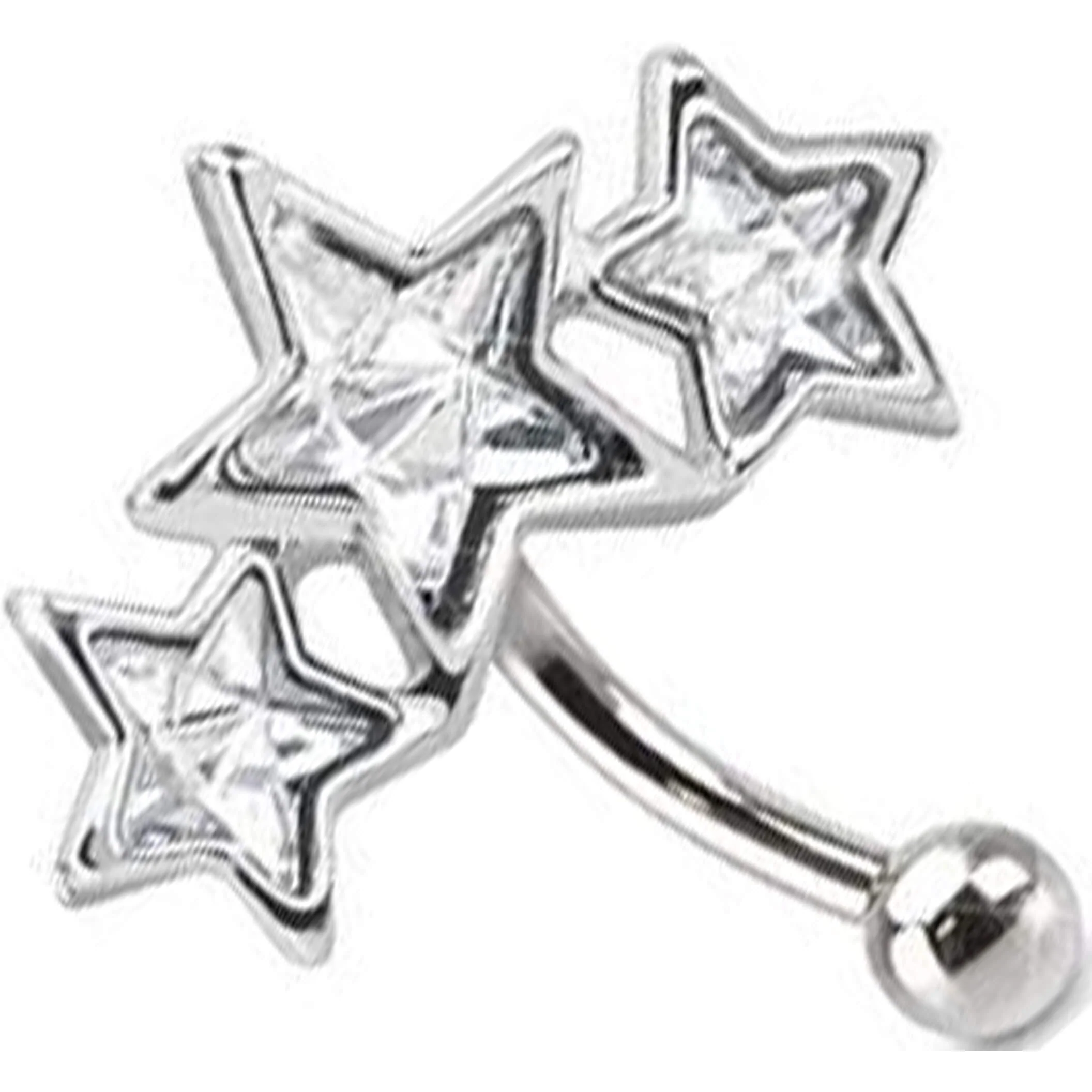 Augenbrauenpiercing Sterne Silber Zirkonia