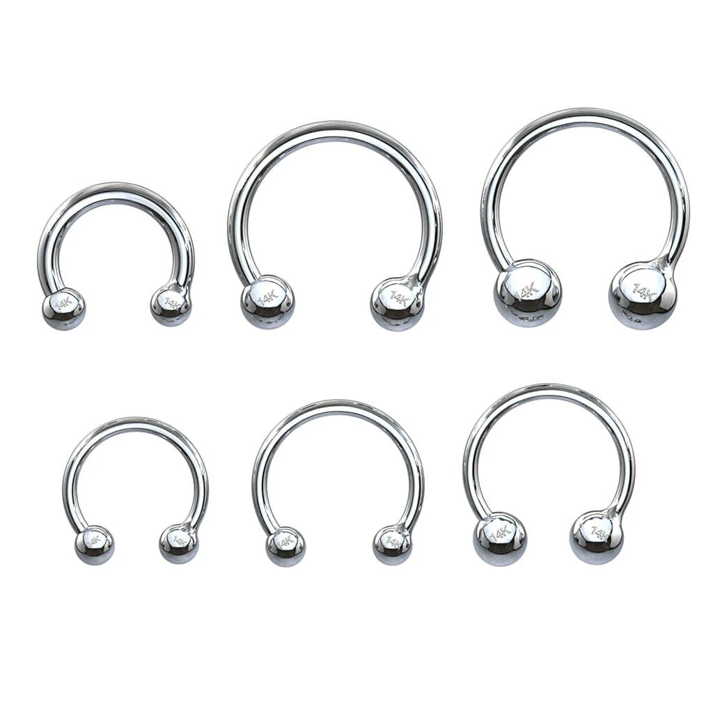 14 Karat Gold Hufeisen Piercing Kugel Gelbgold Weißgold - Image 3