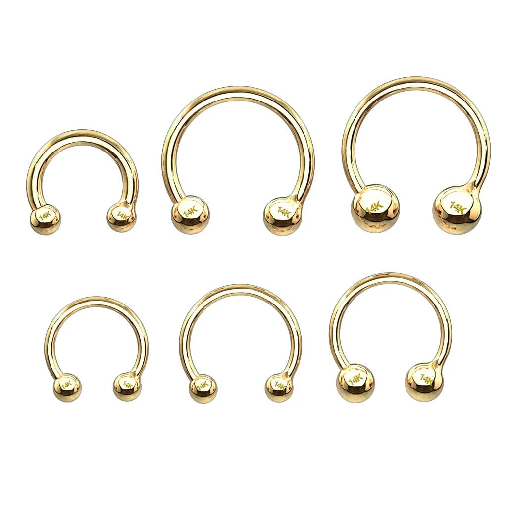 14 Karat Gold Hufeisen Piercing Kugel Gelbgold Weißgold - Image 4