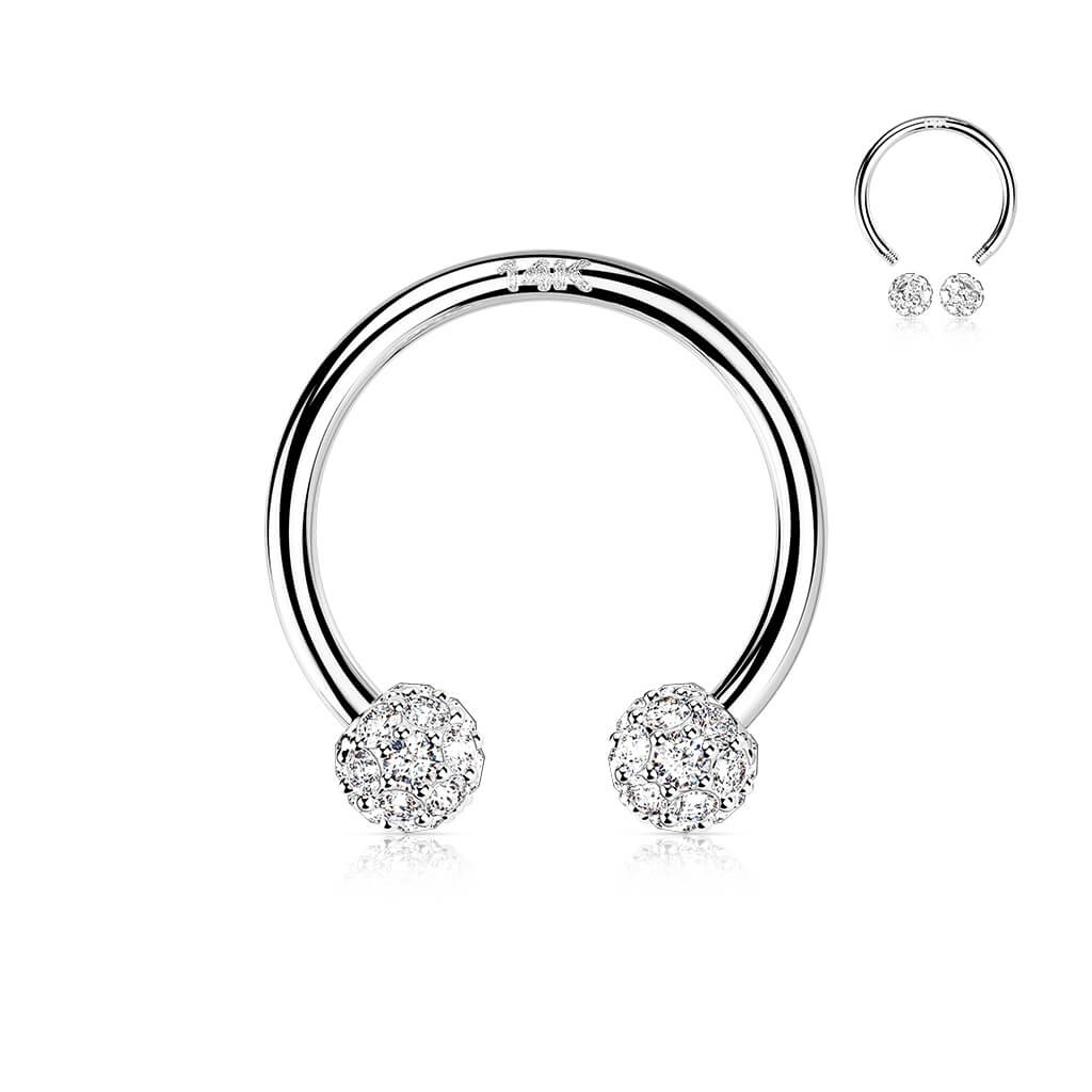 14 Karat Gold Hufeisen Piercing Zirkonia Gelbgold Weißgold - Image 2
