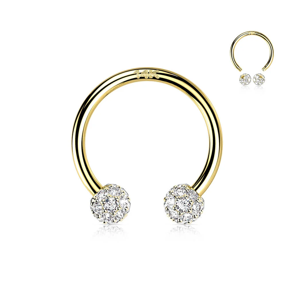 14 Karat Gold Hufeisen Piercing Zirkonia Gelbgold Weißgold - Image 3