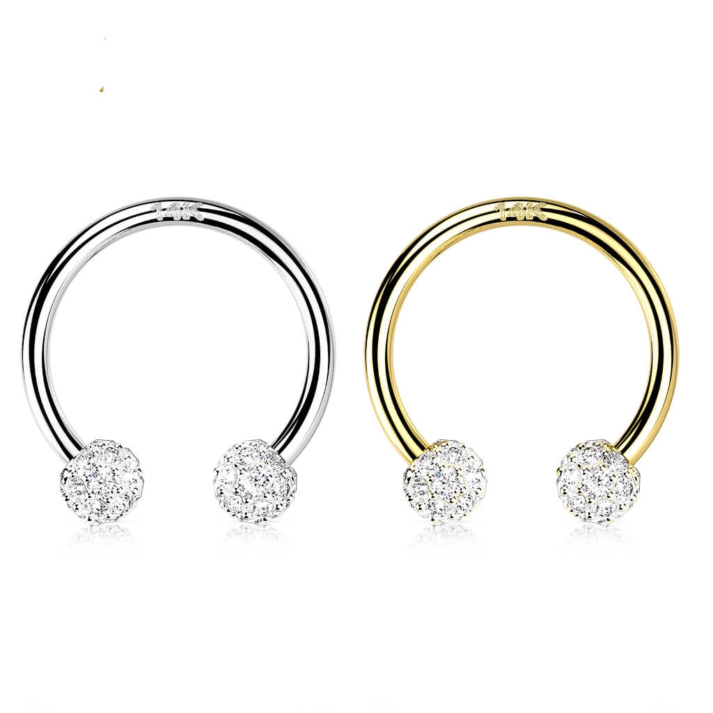 14 Karat Gold Hufeisen Piercing Zirkonia Gelbgold Weißgold - Image 4