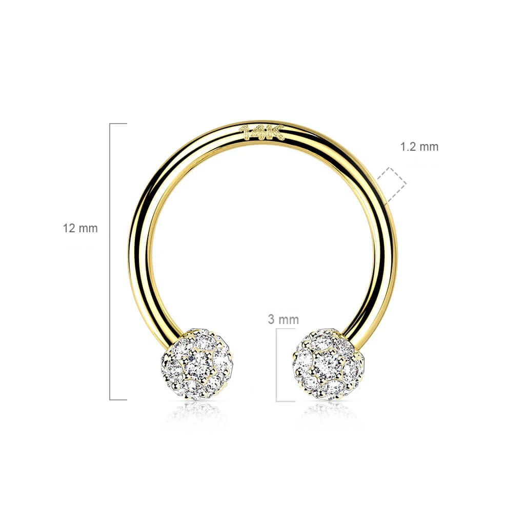 14 Karat Gold Hufeisen Piercing Zirkonia Gelbgold Weißgold - Image 5