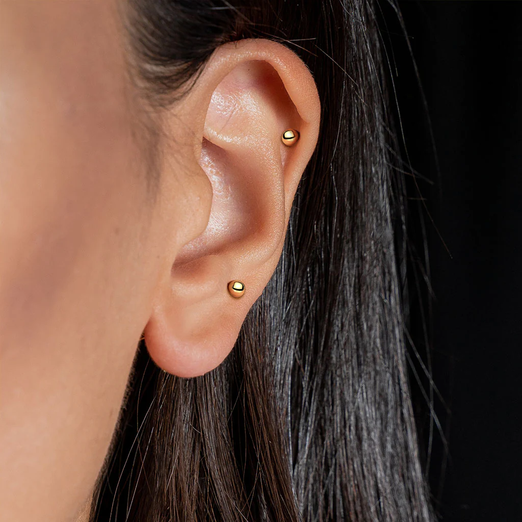 14 Karat Gold Barbell Kugel Push-In - Image 3