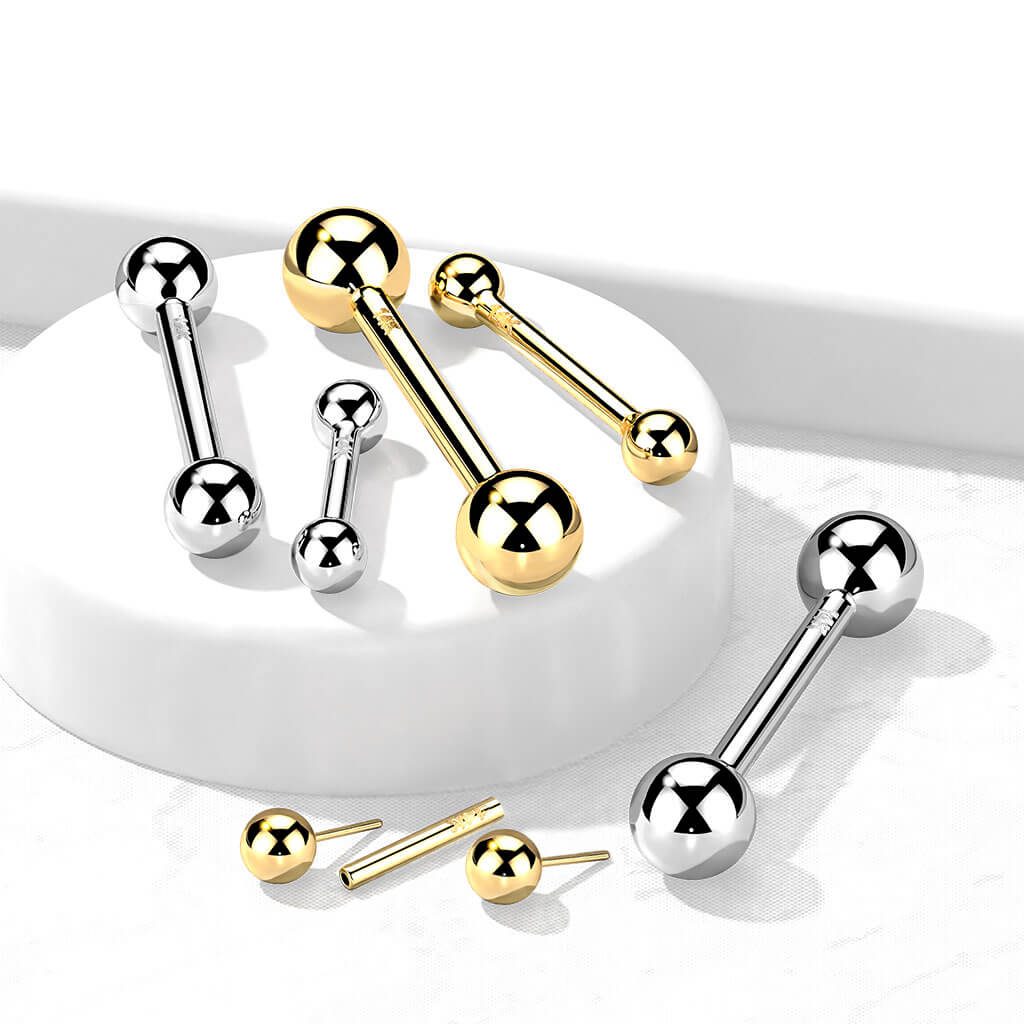 14 Karat Gold Barbell Kugel Push-In - Image 4