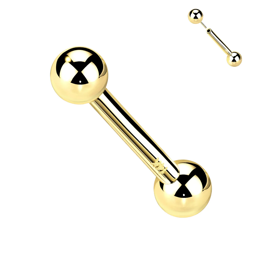 14 Karat Gold Barbell Kugel Push-In - Image 6
