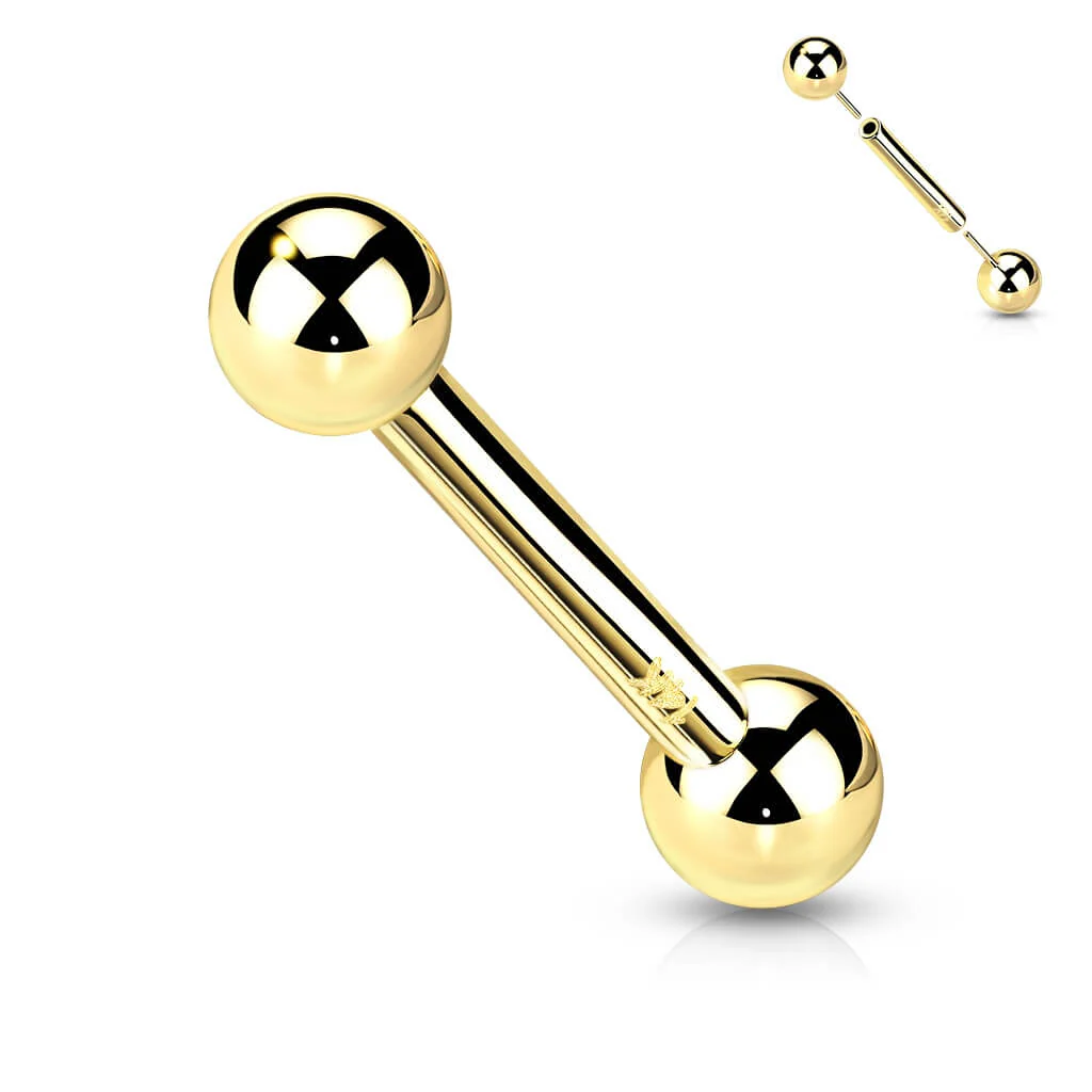 14 Karat Gold Barbell Kugel Push-In - Image 9