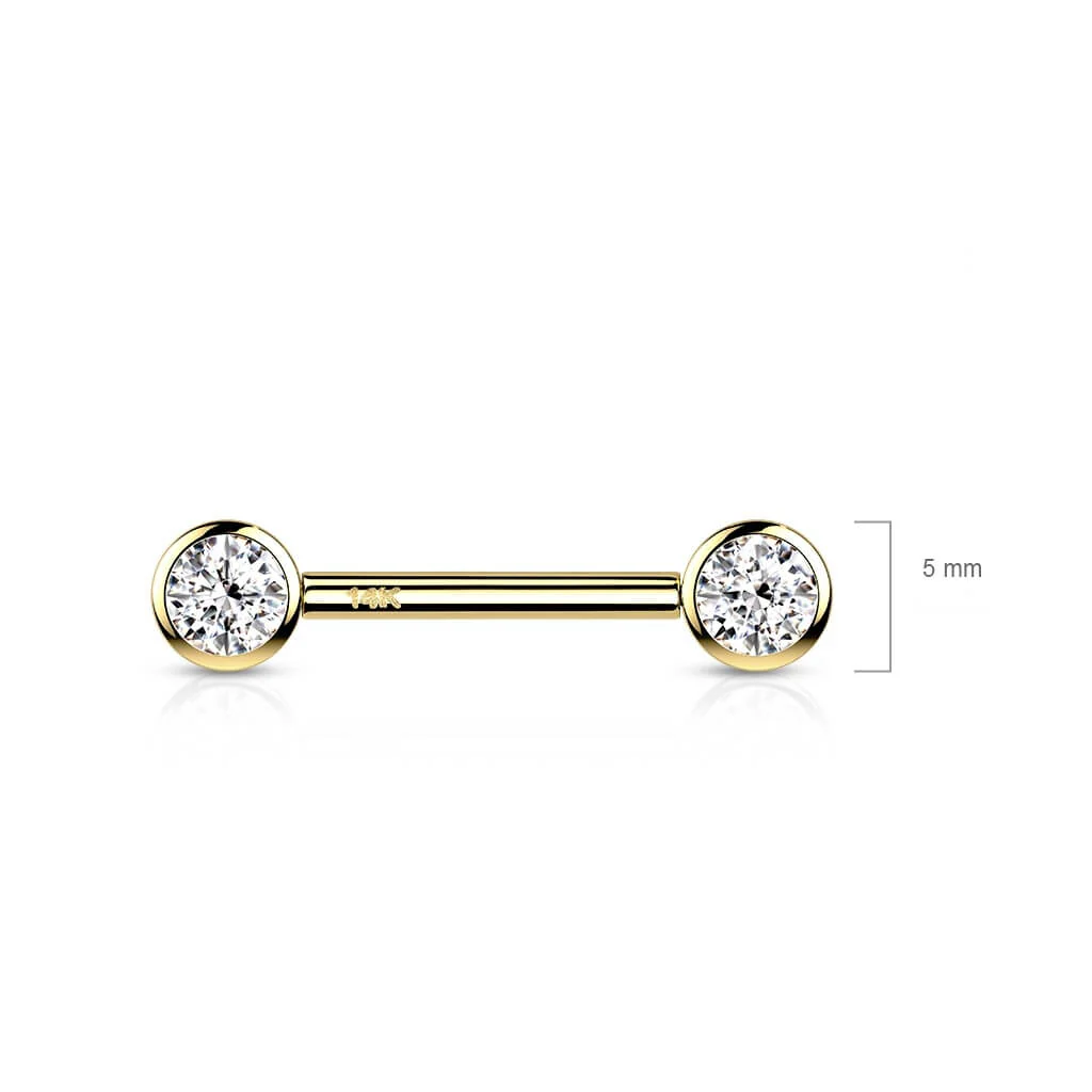 14 Karat Gold Nippelpiercing Kugel Zirkonia Gelbgold Weißgold Push-In - Image 3