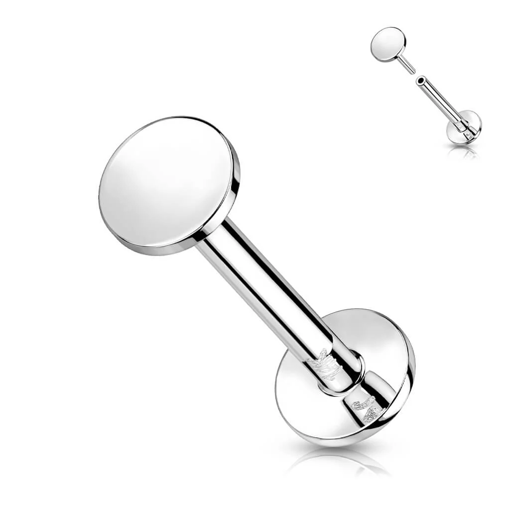 14 Karat Gold Labret Rund Flach Gelbgold Weißgold Push-In - Image 2