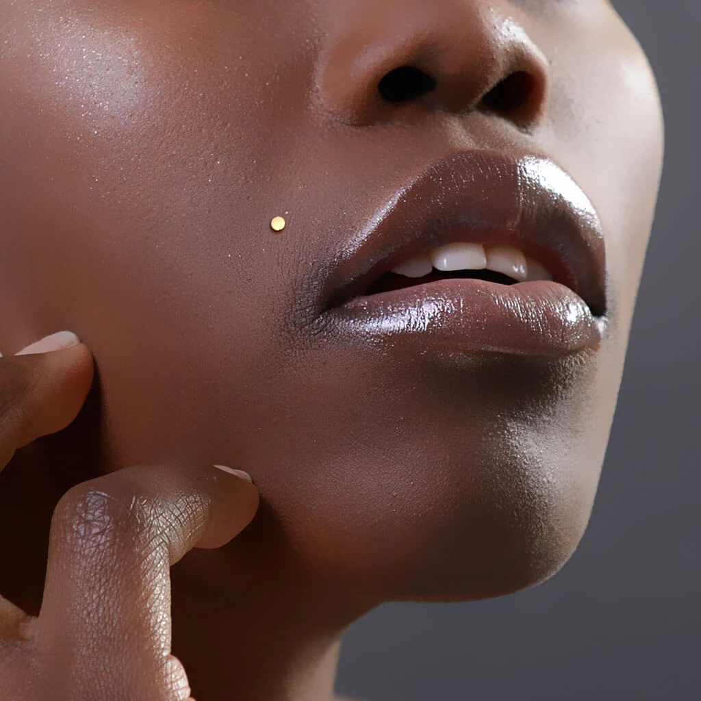 14 Karat Gold Labret Rund Flach Gelbgold Weißgold Push-In - Image 3