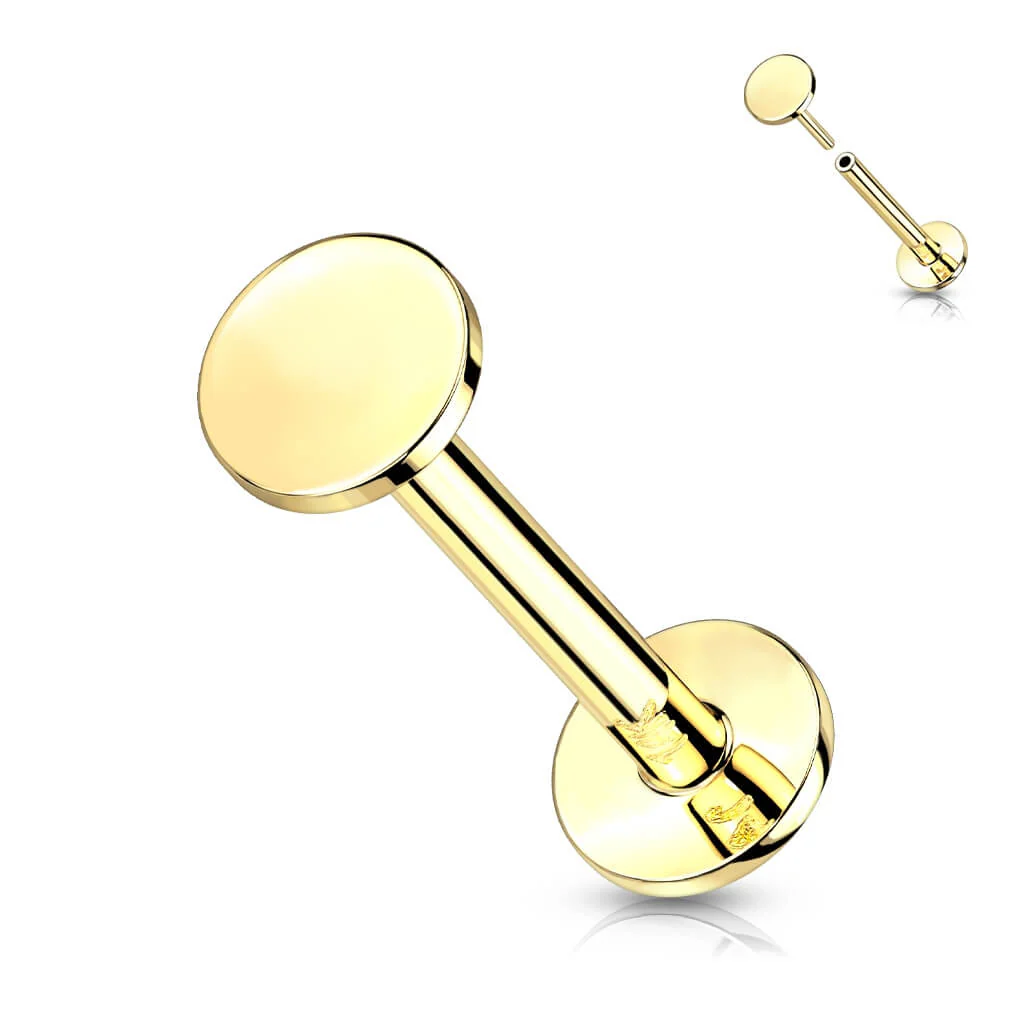 14 Karat Gold Labret Rund Flach Gelbgold Weißgold Push-In - Image 4