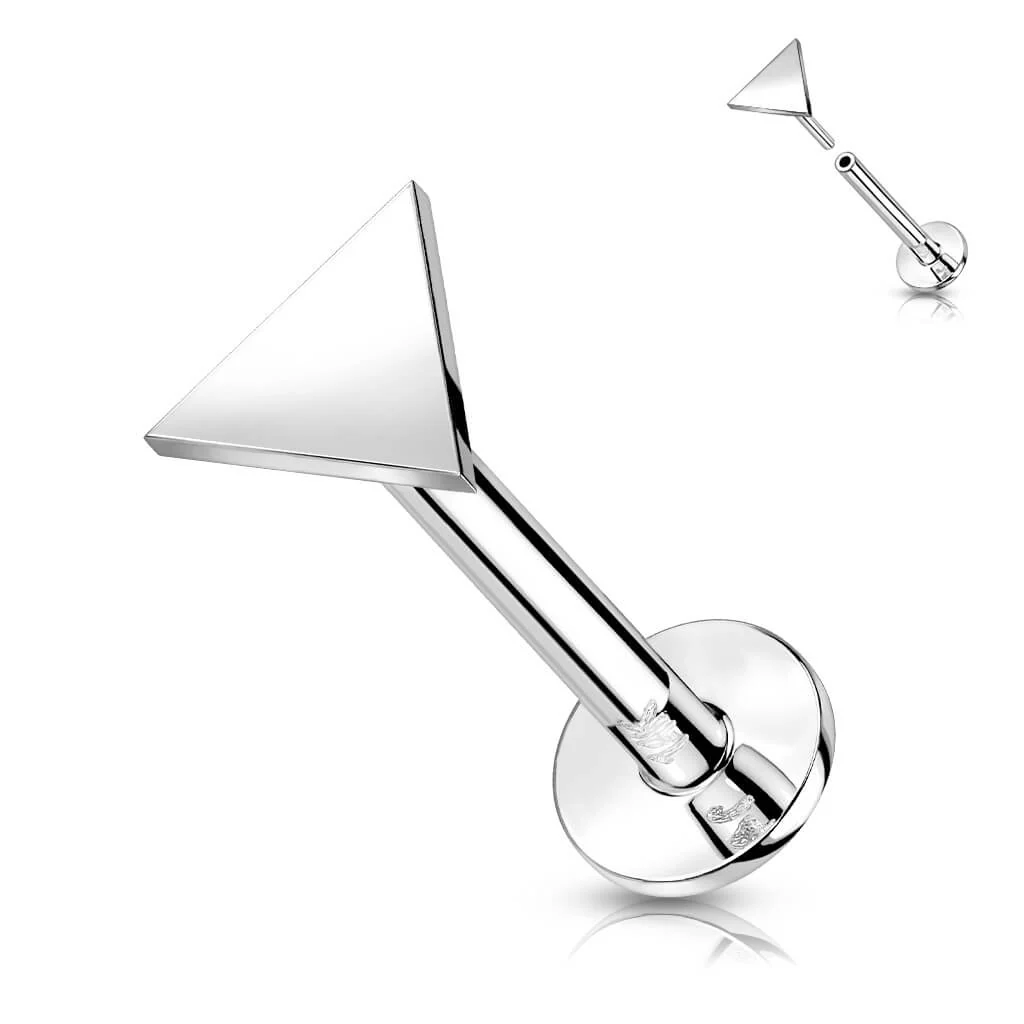 14 Karat Gold Labret Dreieck Flach Gelbgold Weißgold Push-In - Image 2
