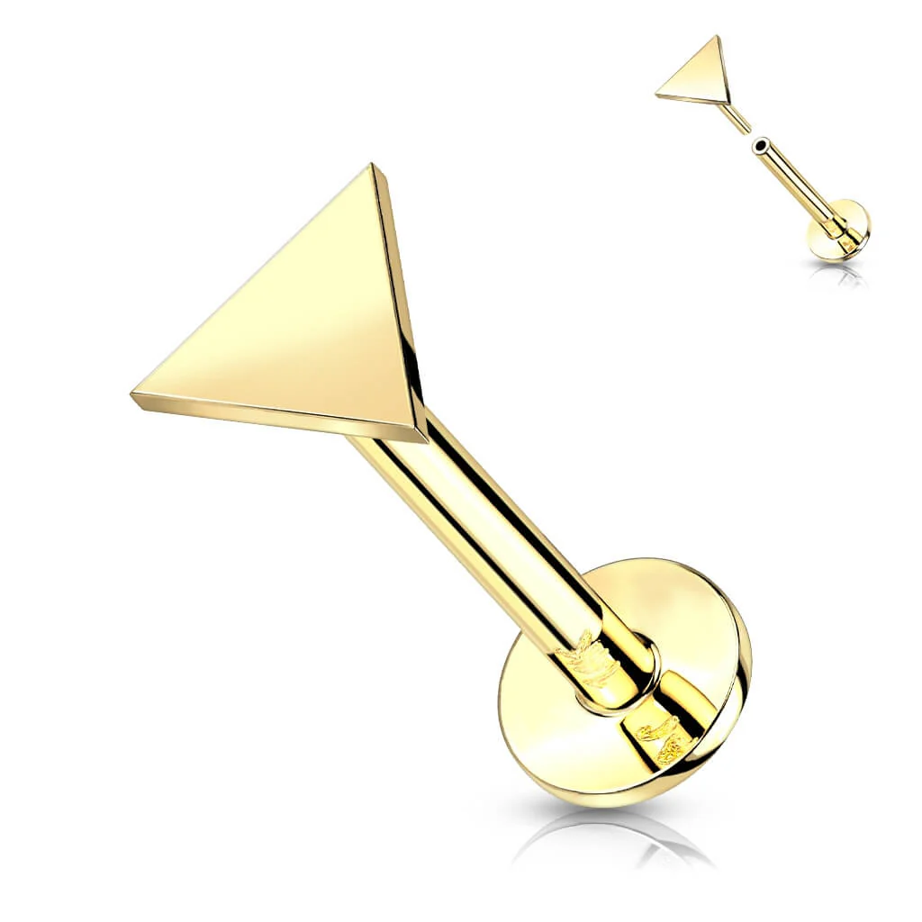 14 Karat Gold Labret Dreieck Flach Gelbgold Weißgold Push-In - Image 4