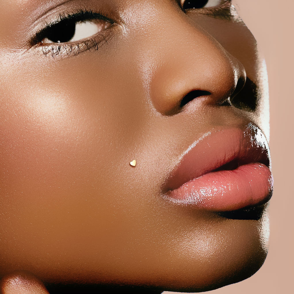 14 Karat Gold Labret Herz Flach Gelbgold Weißgold Push-In - Image 3