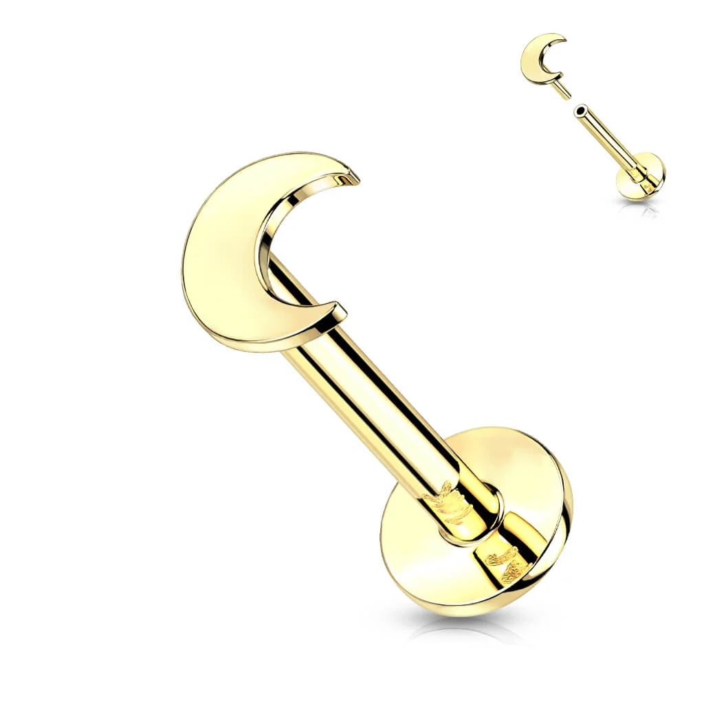 14 Karat Gold Labret Mond Flach Gelbgold Weißgold Push-In - Image 4