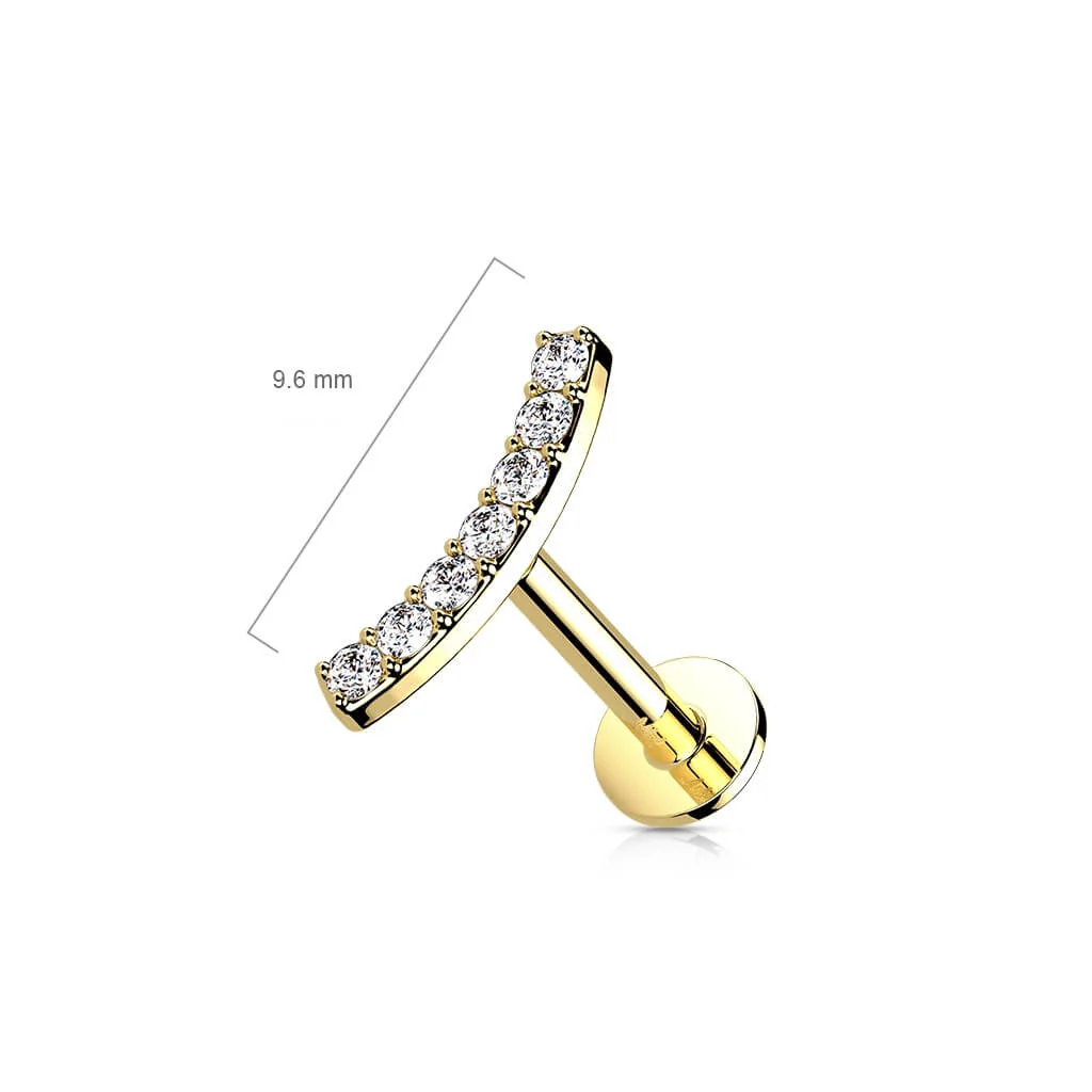 14 Karat Gold Labret Stab gebogen Zirkonia Gelbgold Weißgold Push-In - Image 3