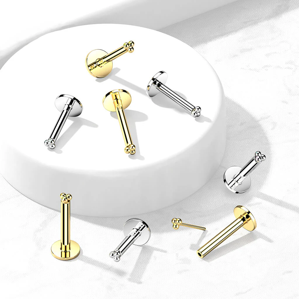 14 Karat Gold Labret Dreieck Kugel Gelbgold Weißgold Push-In - Image 2