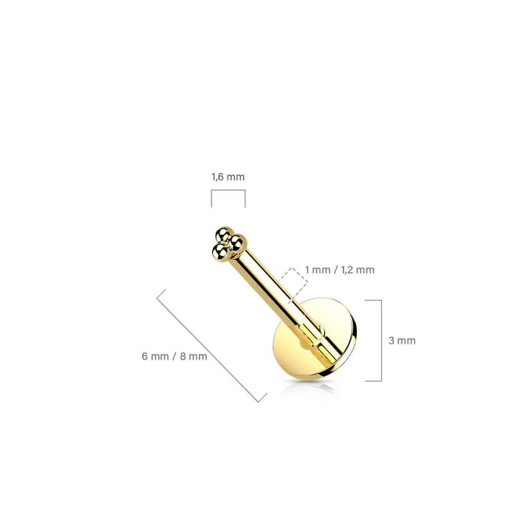 14 Karat Gold Labret Dreieck Kugel Gelbgold Weißgold Push-In - Image 3