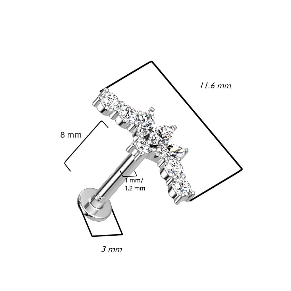 14 Karat Gold Labret Marquise Schliff Zirkonia Gelbgold Weißgold Push-In - Image 4