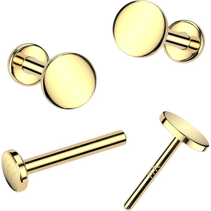 14 Karat Gold Labret rund flach Nasenpiercing Push-In - Image 3