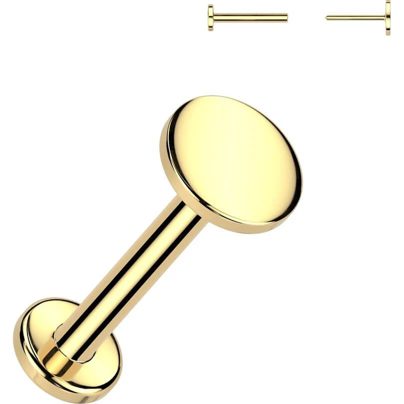 14 Karat Gold Labret rund flach Nasenpiercing Push-In - Image 4