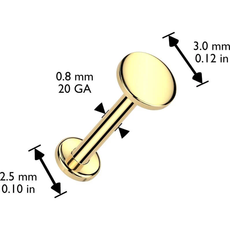 14 Karat Gold Labret rund flach Nasenpiercing Push-In - Image 5