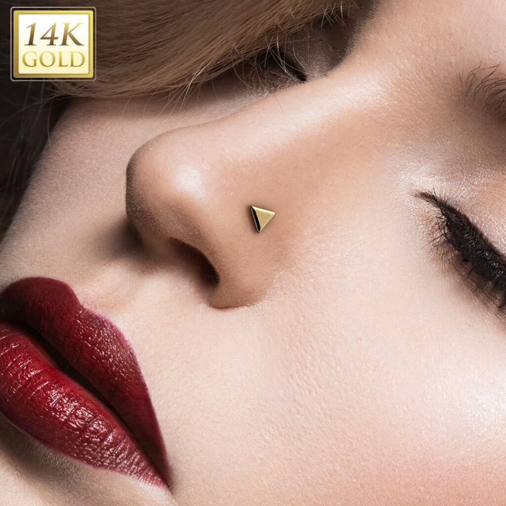 14 Karat Gold Labret dreieck flach Nasenpiercing Push-In - Image 2