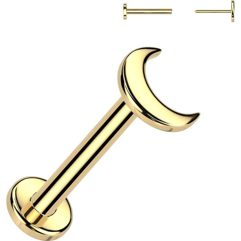 14 Karat Gold Labret Neumond flach Nasenpiercing Push-In - Image 4