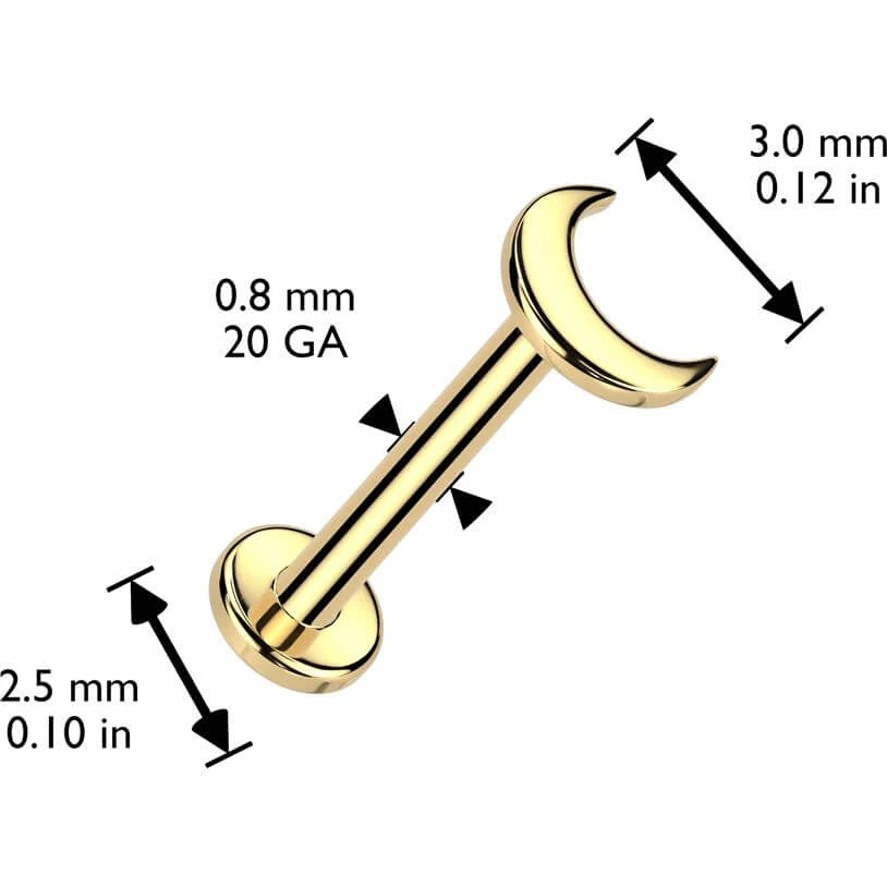 14 Karat Gold Labret Neumond flach Nasenpiercing Push-In - Image 5
