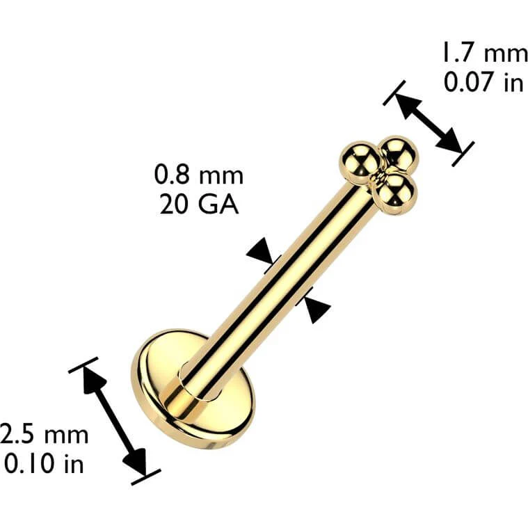 14 Karat Gold Labret 3 Kugeln Nasenpiercing Push-In - Image 5