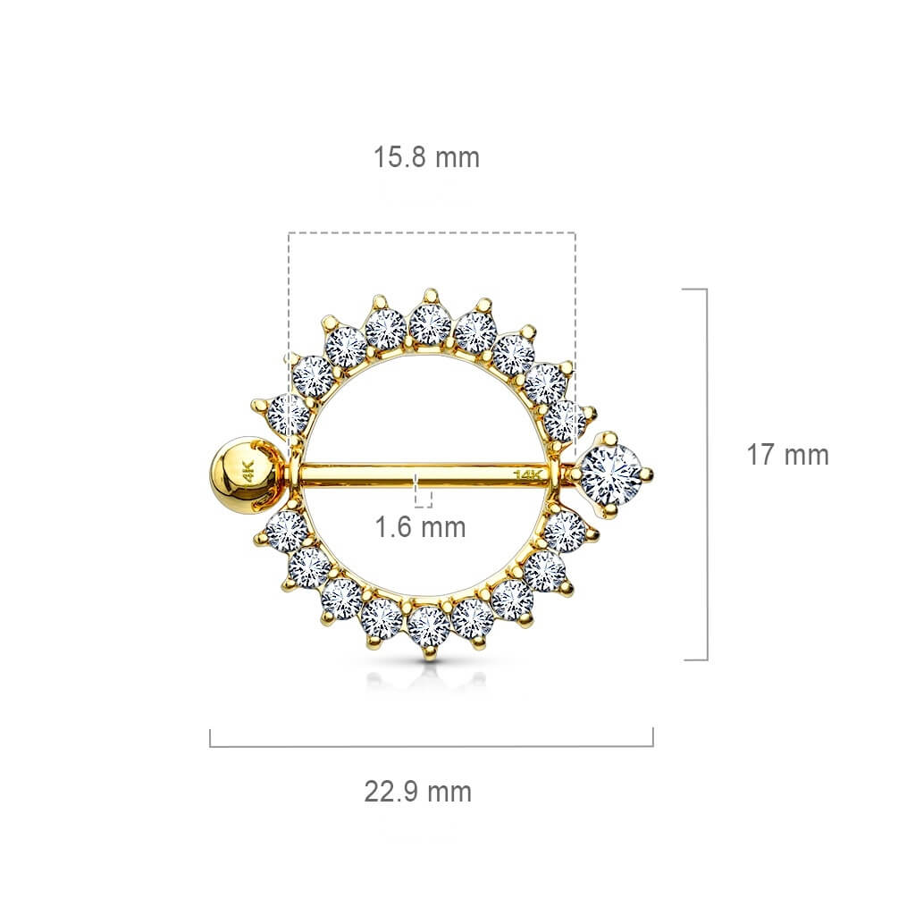 14 Karat Gold Nippelpiercing Sonne Zirkonia Gelbgold Weißgold - Image 3