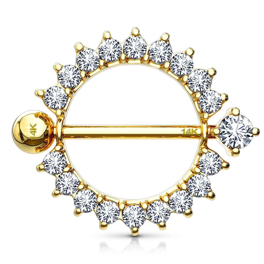 14 Karat Gold Nippelpiercing Sonne Zirkonia Gelbgold Weißgold - Image 5