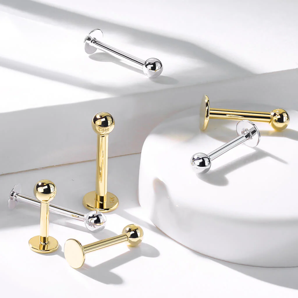 14 Karat Gold Labret Kugel Gelbgold Weißgold - Image 7