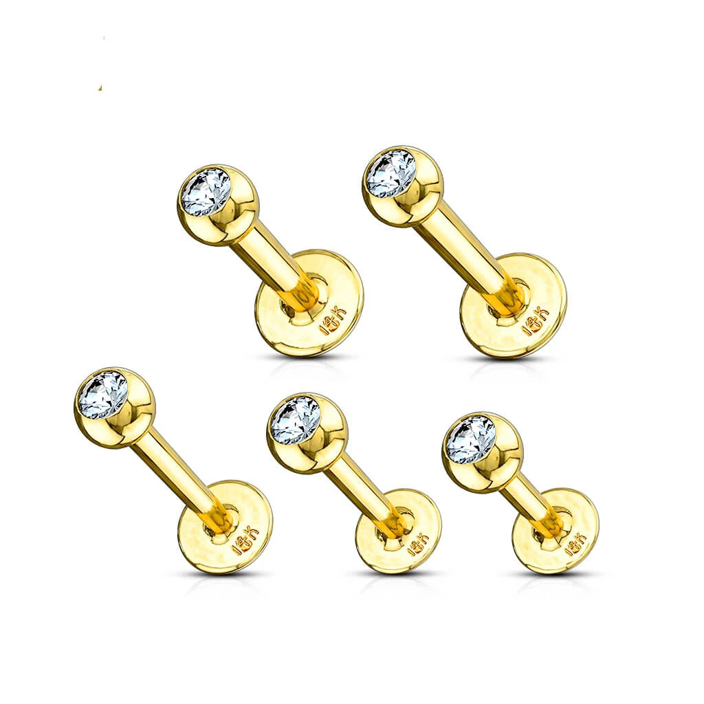 14 Karat Gold Labret Kugel Zirkonia Gelbgold Weißgold - Image 2