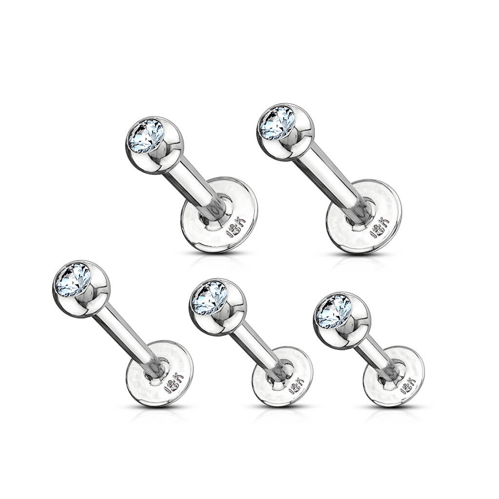 14 Karat Gold Labret Kugel Zirkonia Gelbgold Weißgold - Image 3