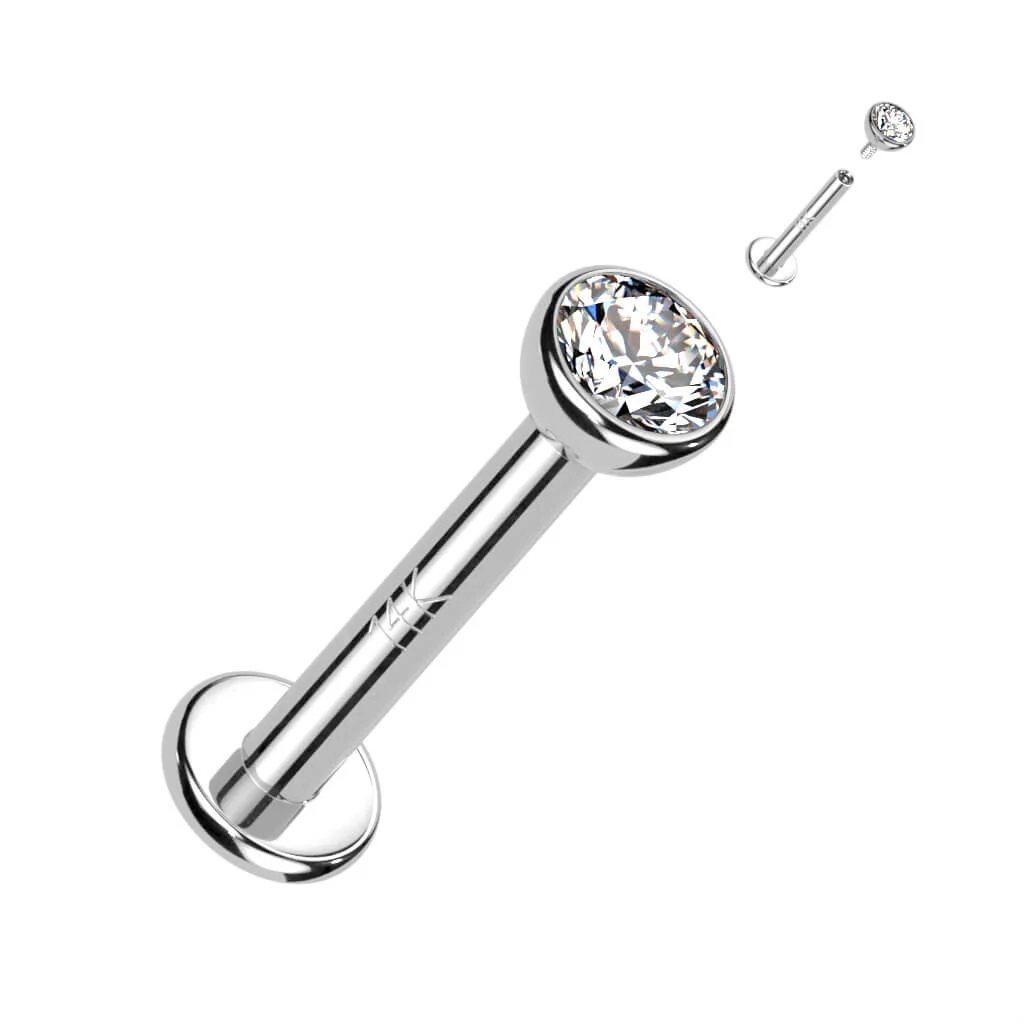 14 Karat Gold Labret Zirkonia Zagenfassung Gelbgold Weißgold Innengewinde - Image 2