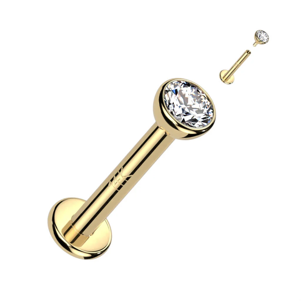 14 Karat Gold Labret Zirkonia Zagenfassung Gelbgold Weißgold Innengewinde - Image 3