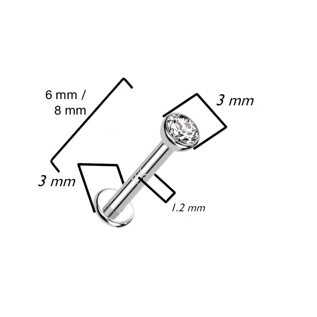 14 Karat Gold Labret Zirkonia Zagenfassung Gelbgold Weißgold Innengewinde - Image 4