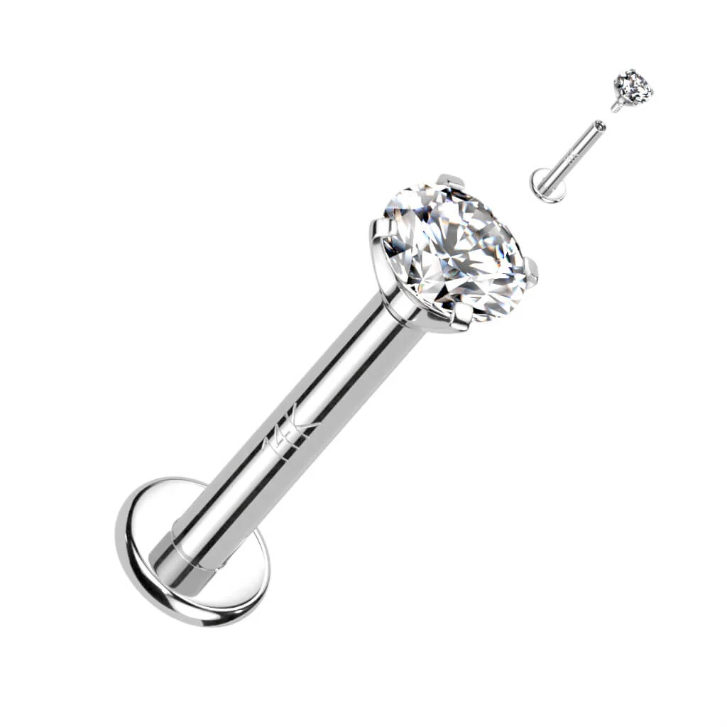 14 Karat Gold Labret Zirkonia Krappenfassung Gelbgold Weißgold Innengewinde - Image 2