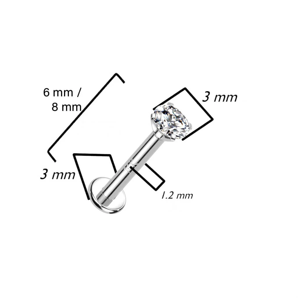 14 Karat Gold Labret Zirkonia Krappenfassung Gelbgold Weißgold Innengewinde - Image 4